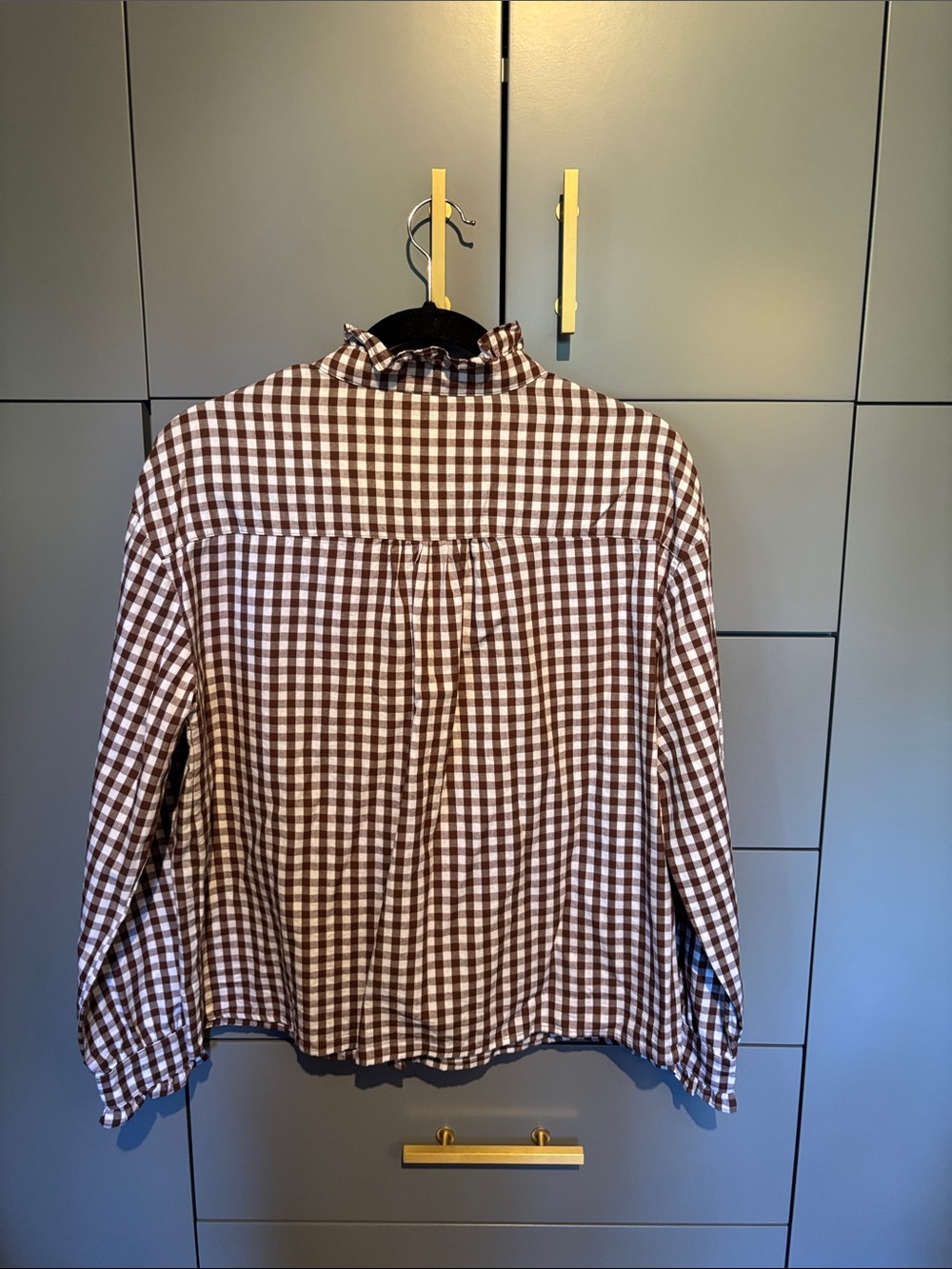 White and brown plaid blouse, NWOT - Picture 2 of 6